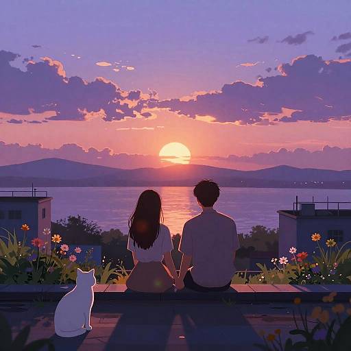 Romantic Sunset at Urban Rooftop Garden