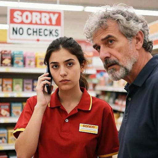 Grocery Store Employee Assisting Customer