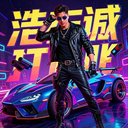 Neon Rebel Action Poster