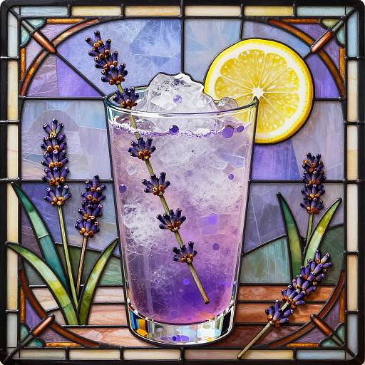 Art Nouveau Lavender Lemonade Stained Glass