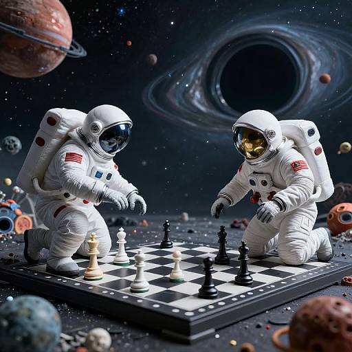 Retro Astronauts Cosmic Chess Duel