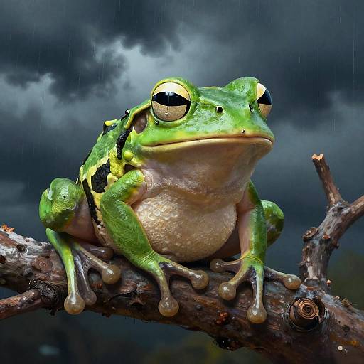 Emo Frog on Stormy Branch