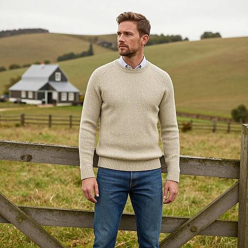 Stylish Man by Rustic Countryside Fence