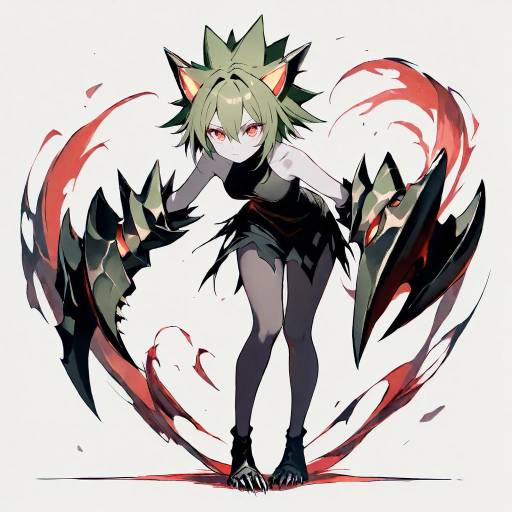 Enraged Spiky Green-Haired Girl Illustration Enraged Spiky Green-Haired Girl Illustration