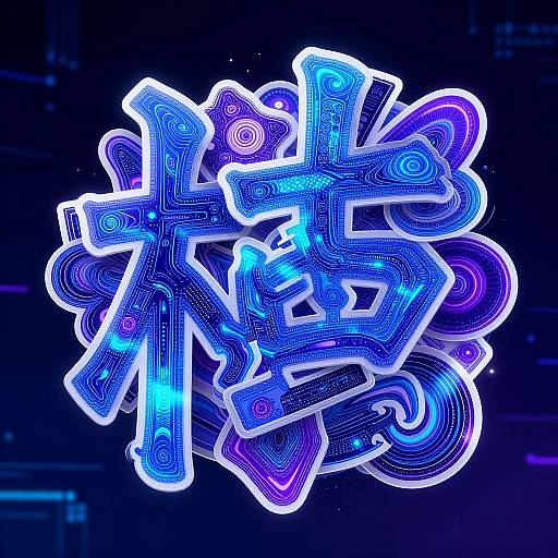 Cyberpunk AI Sticker Art Concept