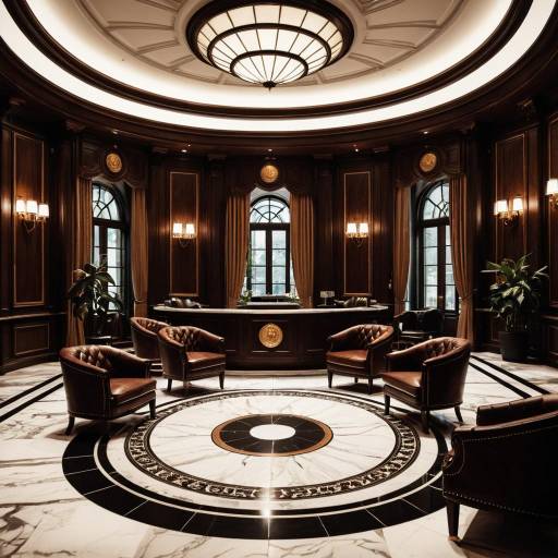 Luxurious Hotel Reception with Leather Chairs