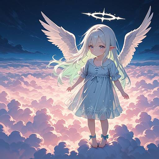 Angel Toddler Standing on Clouds