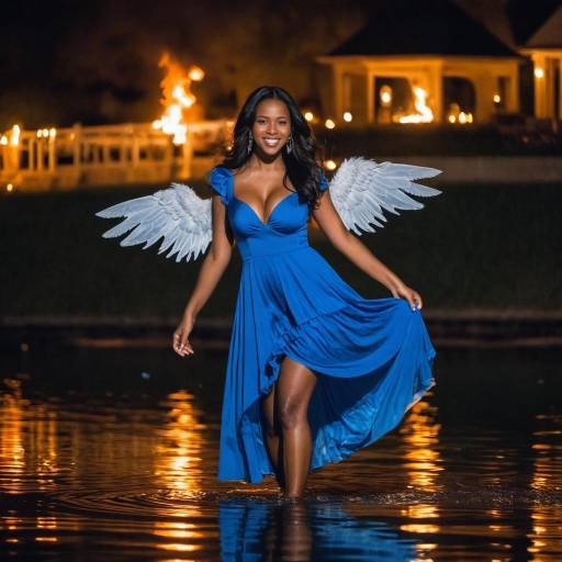 Nighttime Elegance: Girl with Wings