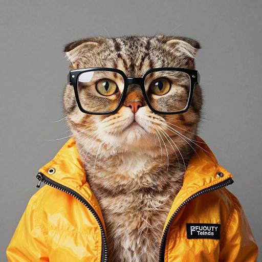 Vaporwave Scottish Fold Cat Portrait