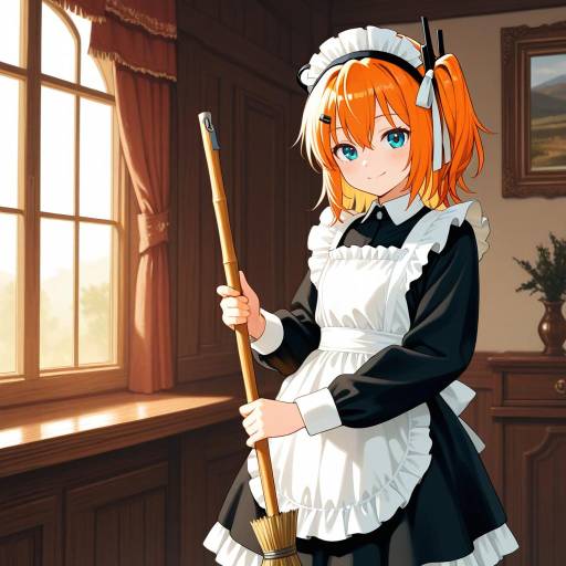 Cheerful Maid in a Vintage Saloon