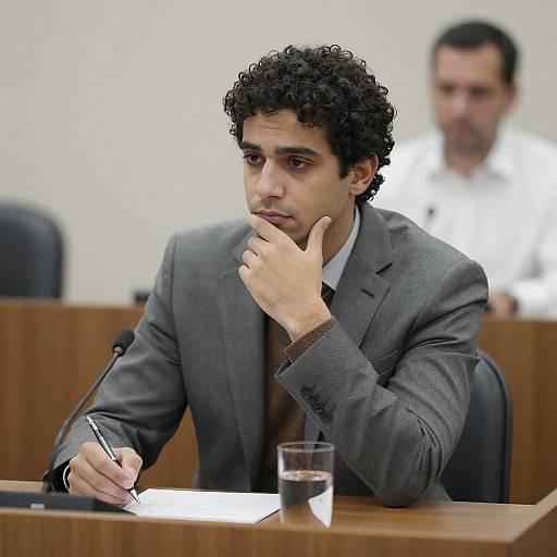 Thoughtful Man in Courtroom Portrait