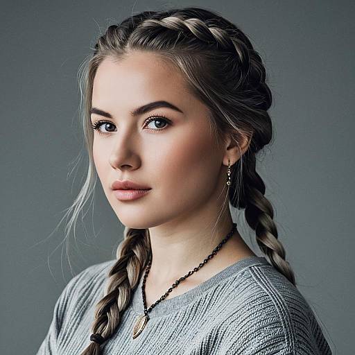 Realistic Portrait of a Girl with Braid