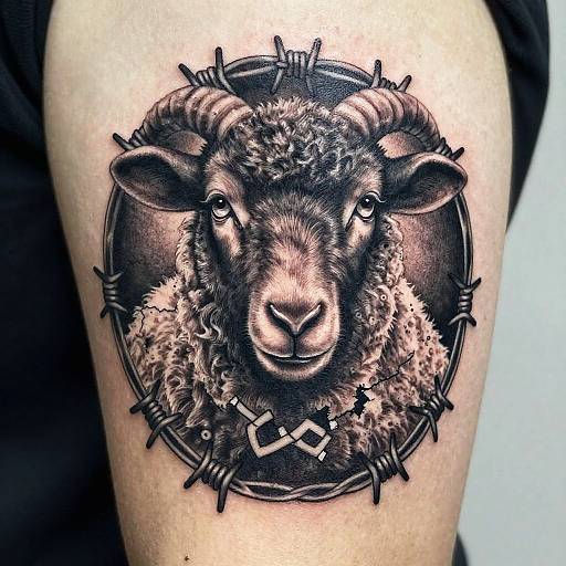 Realistic Black Sheep Tattoo Art