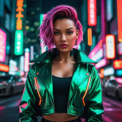 Dynamic Cyberpunk Artist in Neon Tokyo