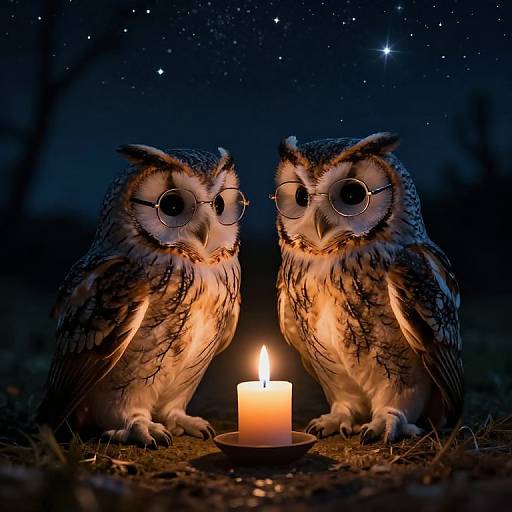 Wise Owls Under Starlit Vigil