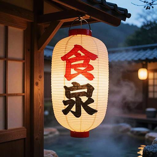 Traditional Onsen Lantern in Cozy Evening