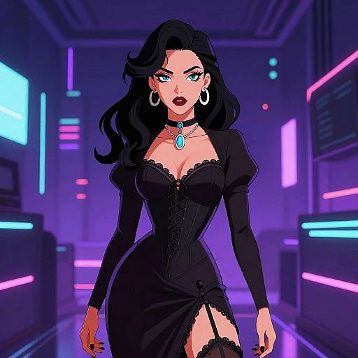 Erotic Victorian Synthwave Woman Illustration