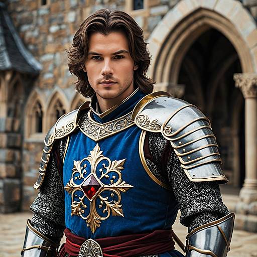 Young Man in Ornate Medieval Fantasy Armor