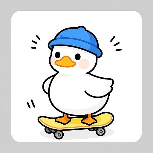 Cartoon Duck Riding Skateboard