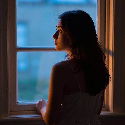 Woman at Window in Quiet Anticipation