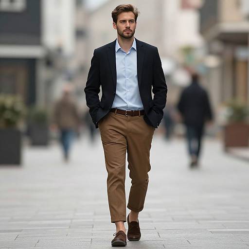 Stylish Man in Brown Dress Pants