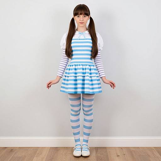Adult Annabelle Costume with Striped Pantyhose