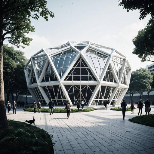 Futuristic geometric urban zoo pavilion