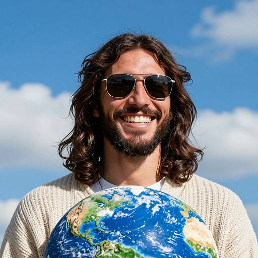 Cool Jesus with Sunglasses Above Earth
