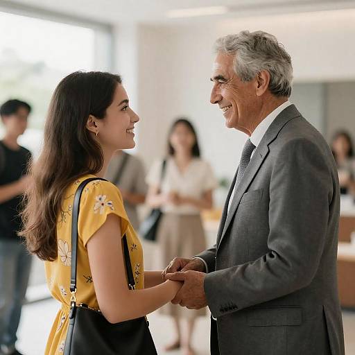 Smiling Older Man With Young Woman