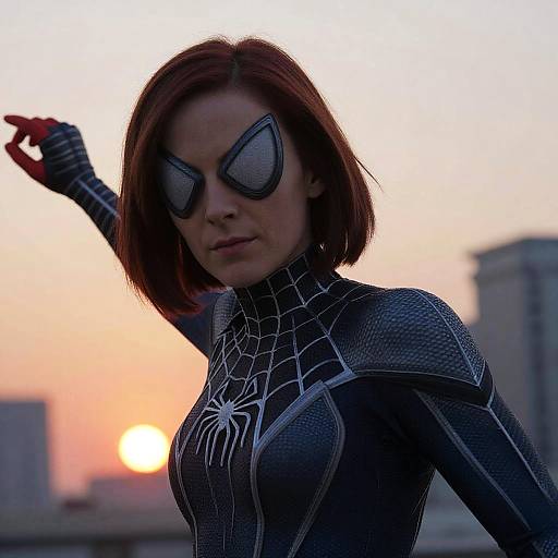 High-Quality Spiderwoman Sunset Portrait