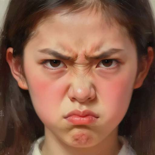 Youthful Angry Expression Close-Up