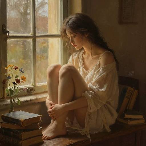 Waifish Figure by Rustic Window