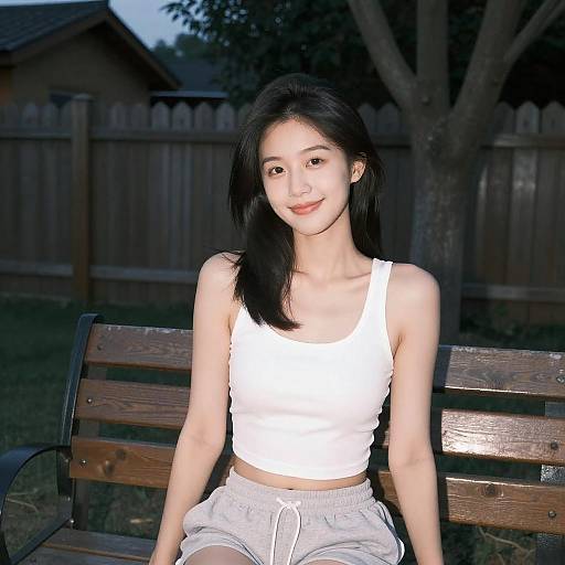 Nighttime Portrait of Smiling Asian Woman