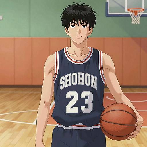 Young Asian Basketball Player in Manga Style