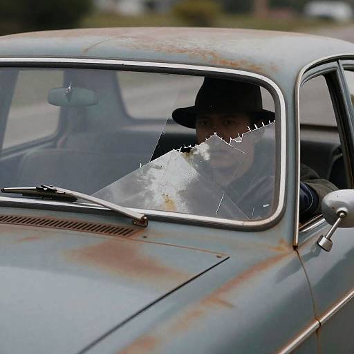 Vintage Car with Intriguing Metal Shards
