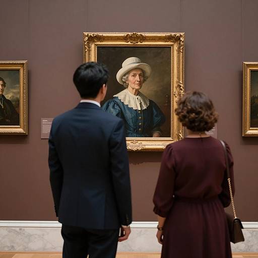 Elegant Encounter in an Art Gallery