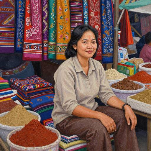 Indonesian Woman at Market Stall
