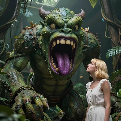 Giant Plant Monster Overwhelms Nervous Woman