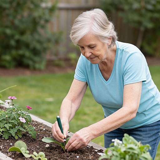 Elderly Woman Gardening Scene