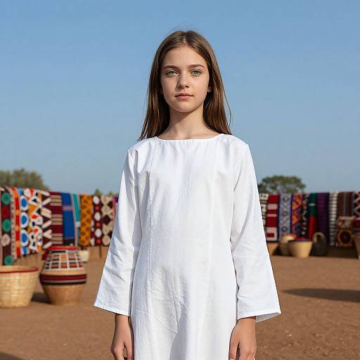 Confident Girl in Traditional African Village