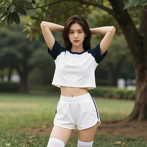 Sporty Woman Under Tree Canopy