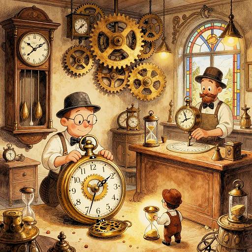Quaint Time-Traveling Pocket-Watch Clock Shop