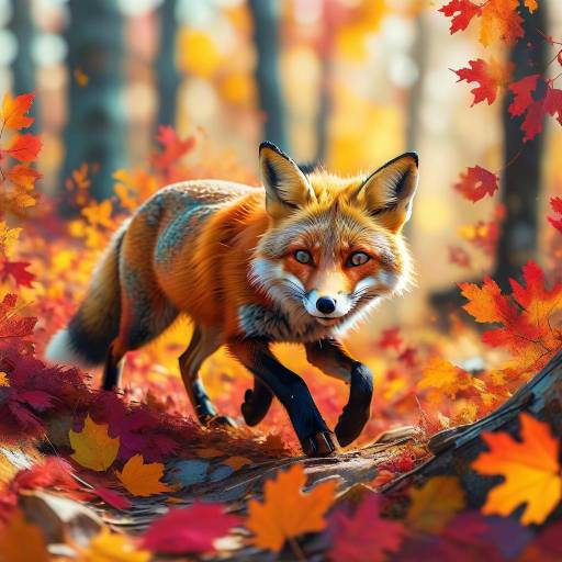 Curious Fox in Autumn Fractal Forest