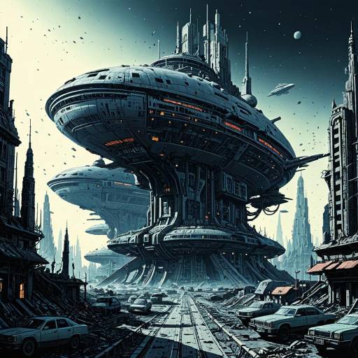 Haunted Futuristic City with Biomechanical Architecture