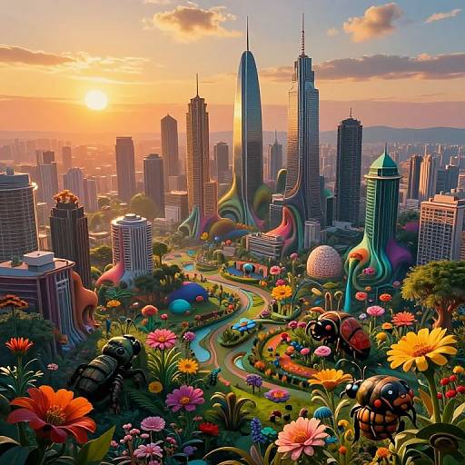 Surreal Futuristic Cityscape Fusion