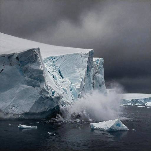 Charcoal Glacier Calving in Arctic
