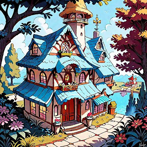 Cozy Toony Warcraft-Style Town Scene