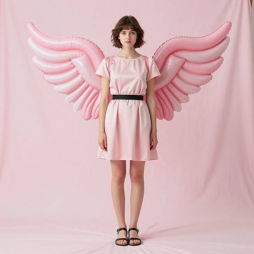 Whimsical Pink Angel Costume Photography