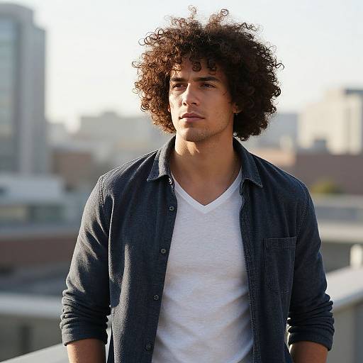 Fit European Man with Curly Afro