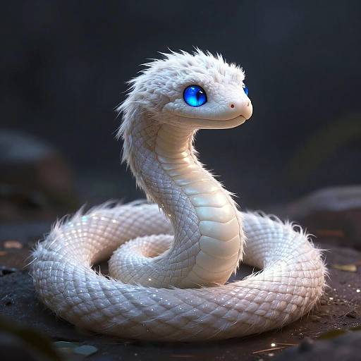 Ethereal White Serpent Digital Art